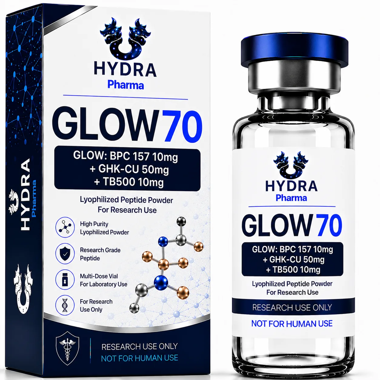 GLOW70 - BPC 157 10mg + GHK-CU 50mg + TB500 10mg