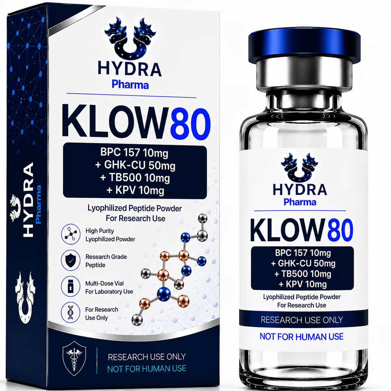 KLOW80 - BPC 157 10mg + GHK-CU 50mg + TB500 10mg + KPV 10mg
